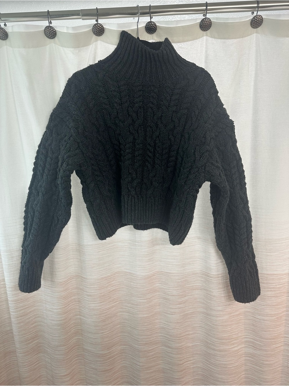Zara Black Cable Knit Turtleneck Sweater